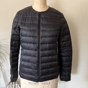Uniqlo Womens Ultra Light compact jacket Black Medium M EUC zipper
